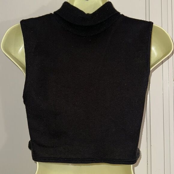 Vintage Outbrook black ribbed turtleneck dickie layer top with armholes - Picture 4 of 5